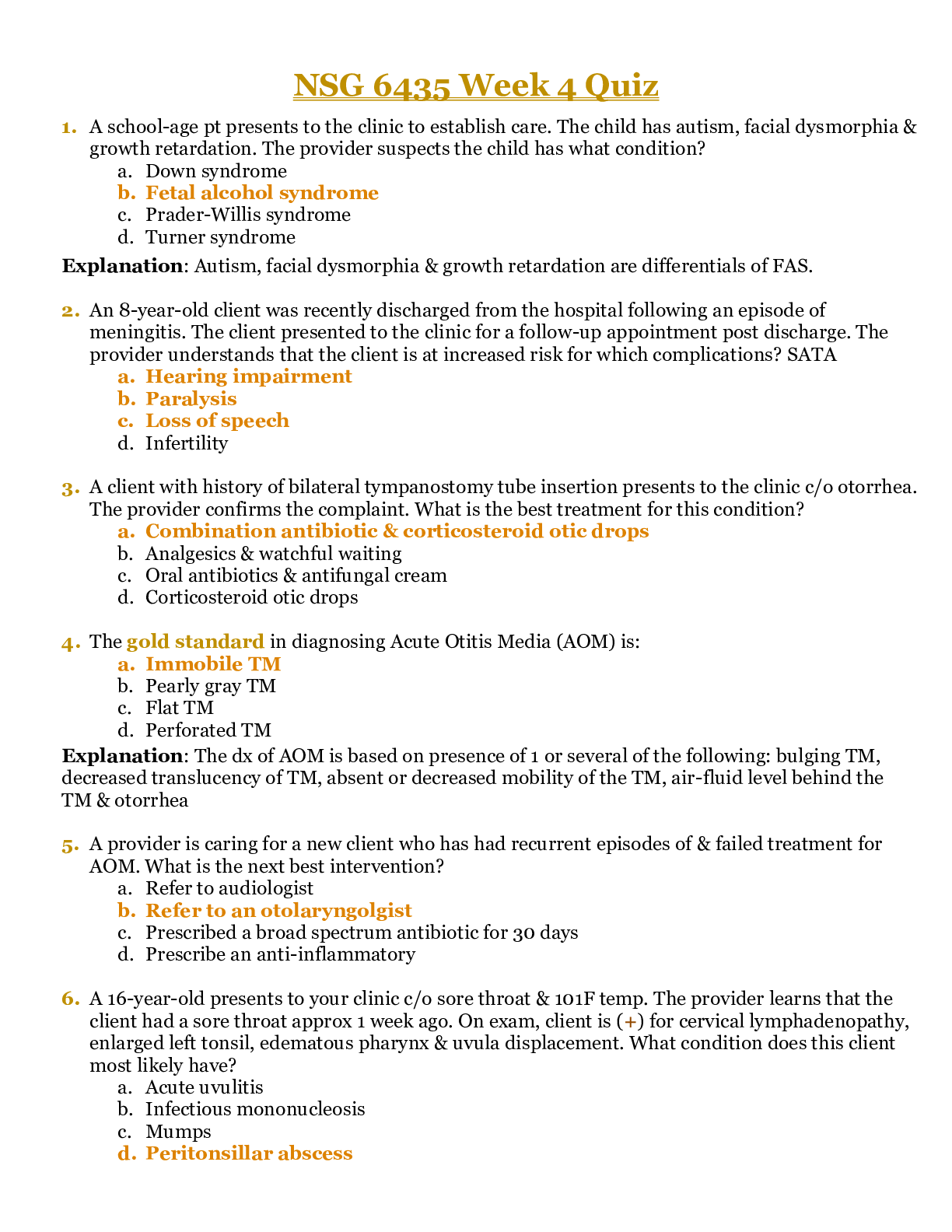 Preview image of NSG 6435 Week 4 Knowledge Check 1;Q&A document